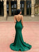 Elegant Green V-neck Mermaid Long Prom Dress with Side Slit ,Evening Dress, PD382196