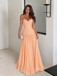 Elegant Blue Beaded Off Shoulder A-line Long Prom Dress, Evening Dress, PD3823009