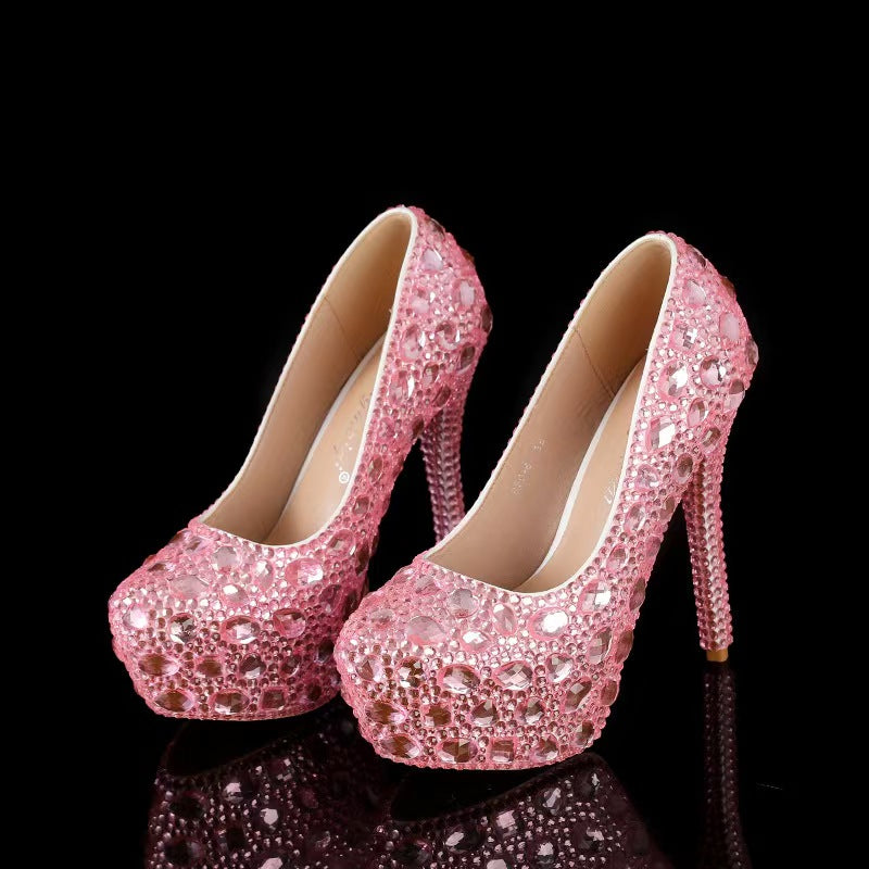 Women's Wedding Shoes Decorative Wedding Heels Rhinestoned Bridal Shoes