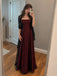 Vintage Burgundy Floral Lace Strapless A-line Prom Dress, Evening Dress, PD28231255
