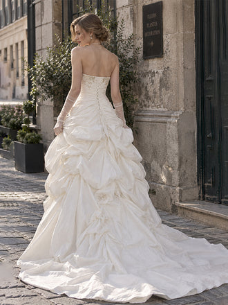 Gorgeous Strapless Lace Beaded Ruffled A-line Wedding Dress, WD0016