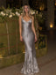 Elegant Gray V-Neck Sequin Mermaid Evening Dress, Prom Dress, PD28231297