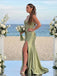 Sexy Green Front-Twist Long Mermaid Bridesmaid Dress with Slit, PD3298