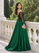 Elegant Emerald Green Off Shoulder A-line Evening Dress, PD28231259