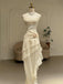 Vintage Ivory Cowl A-line Ruffled Tiered Prom Dress with Slit, Evening Dress, PD2823096