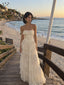 Elegant Ivory Strapless Tiered A-line Chiffon Evening Dress, Prom Dress, PD28231295