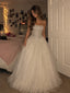 Sparkly Ivory Strapless A-line Tiered Tulle Prom Dress, Evening Dress, PD28231305