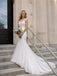 Gorgeous Light Pink Floral Lace Illusion Bateau Mermaid Wedding Dress, AB1501