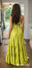 Elegant Green Halter Criss Cross A-line Maxi Prom Dress, Evening Dress, PD3823030