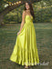Elegant Green Halter Criss Cross A-line Maxi Prom Dress, Evening Dress, PD3823030