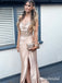 Elegant Light Champagne Sequins Sweetheart Mermaid Prom Dress with Slit, Evening Dress, PD3823047