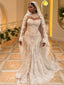 Gorgeous Illusion Neck Long Sleeves Lace Mermaid Wedding Dress, WD32237
