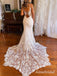 Gorgeous V-neck Lace Mermaid Wedding Dress with Train, WD3118
