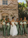 Mismatched Green Satin Maxi Bridesmaid Dress, PD2823083