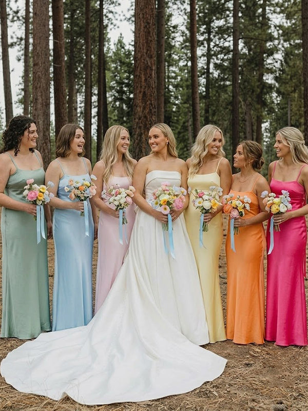 Muti-Color Bow Square Neck Long Bridesmaid Dress, PD2823076