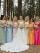 Muti-Color Bow Square Neck Long Bridesmaid Dress, PD2823076