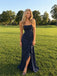 Elegant Yellow Strapless Ruffles Corset Prom Dress with Slit, Evening Dress, PD382266