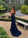 Elegant Navy Blue Sequin Strapless Mermaid Evening Dress, Prom Dress, PD28231276