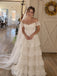 Elegant Off the Shoulder A-line Tiered Lace Wedding Dress, WD3223