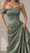 Elegant Dusty Pink Off Shoulder Corset A-line Prom Dress with Floral Embroidery, Evening Dress, PD28231270