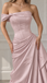 Elegant Dusty Pink Off Shoulder Corset A-line Prom Dress with Floral Embroidery, Evening Dress, PD28231270