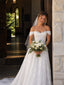 Elegant Floral Lace Off the Shoulder A-line Wedding Dress, WD3227