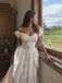 Gorgeous Ivory Beaded Off Shoulder A-line Lace Wedding Dress, WD32251