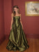 Elegant Olive Green Strapless Beaded Taffeta A-line Evening Dress, Prom Dress, PD28231280
