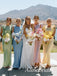 Multi-Color Mismatched Satin Bridesmaid Dress with Back Slit, PD382982
