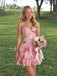 Stunning Pink Floral Strapless Corset A-line Homecoming Dress, HC382292