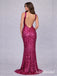 Sparkly V-Neck Backless Pink Glitter Prom Dress with High Slit – Sexy Evening Gown, PD382262
