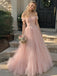 Elegant Light Pink Sweetheart Beading A-line Long Layered Tulle Prom Dress,PD38046