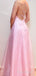 Elegant Pink Floral Backless A-line Prom Dress, Evening Dress, PD3822994