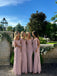 Elgant Pink Chiffon Off the Shoulder Bridesmaid Dress, PD2823093