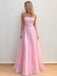 Elegant Pink Floral Beaded Backless A-line Prom Dress, Evening Dress, PD3822994