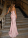 Elegant Pink Lace Appliques Strapless Mermaid Prom Dress, Evening Dress, PD2823088