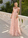 Elegant Pink Butterfly Off Shoulder A-Line Evening Dress, Wedding Guest Dress, PD00247