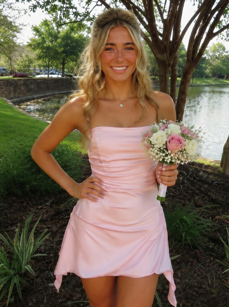 Elegant Pink Strapless A-line Short Mini Homecoming Dress, HD32670