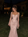 Elegant Pink Beaded Long Sleeves Mermaid Tulle Evening Dress, Prom Dress, PD28231301