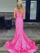 Hot Pink Strapless Mermaid Prom Dress with 3D Floral Appliques, PD3823023