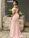 Elegant Pink Bow One Shouler Satin Mermaid Long Bridesmaid Dress, PD3270