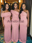 Elegant Pink Satin One Shoulder Mermaid Long Bridesmaid Dress, AB4244