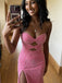 Sparkly Pink Sequins Strapless Maxi Prom Party Dress with Slit, Evening Dress, PD28231216