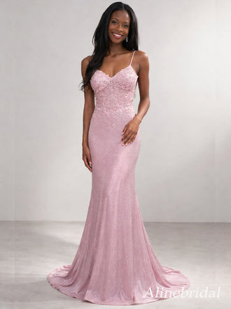 Elegant Pink Floral Lace A-line Prom Dress, Evening Dress, PD2823062