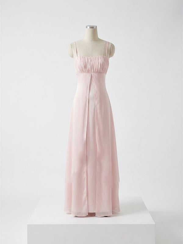Simple Pink Satin Ruched A-line Prom Dress, Evening Dress, PD28231218
