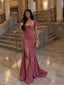 Elegant Pink Floral Sequin Mermaid Evening Dress with Slit, Prom Dress, PD28231298