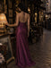 Vintage Plum Beaded Halter Mermaid  Prom Dress, Evening Dress, PD28231241