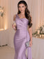Elegant Purple One Shoulder Pleated Mermaid Prom Dress, Evening Dress, PD28231225