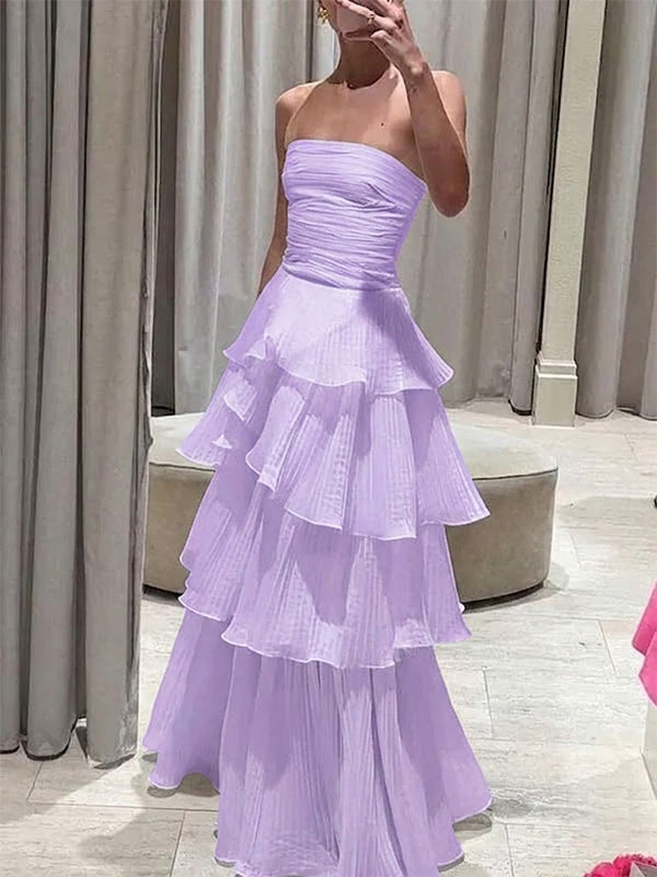 Elegant White Strapless A-line Long Prom Dress, Evening Dress, PD37686