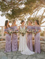 Elgant Lilac Off the Shoulder Mermaid Bridesmaid Dress with Slit, PD2823092